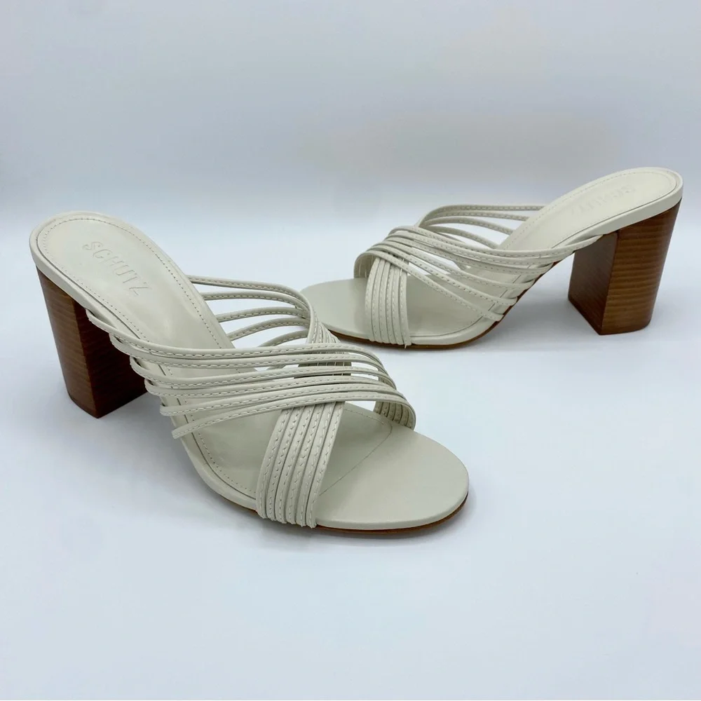 SCHUTZ Pearl Evangeline Block Heel Slide Sandal